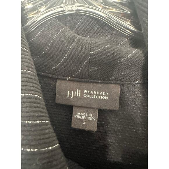 J. Jill Wearever Collection Shirt Cowl Neck Long Sleeve Black Striped Small - Picture 2 of 11